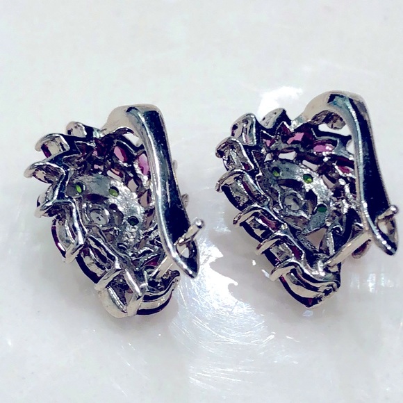 Amethyst Aquamarine 14KGP Earrings - Picture 5 of 7